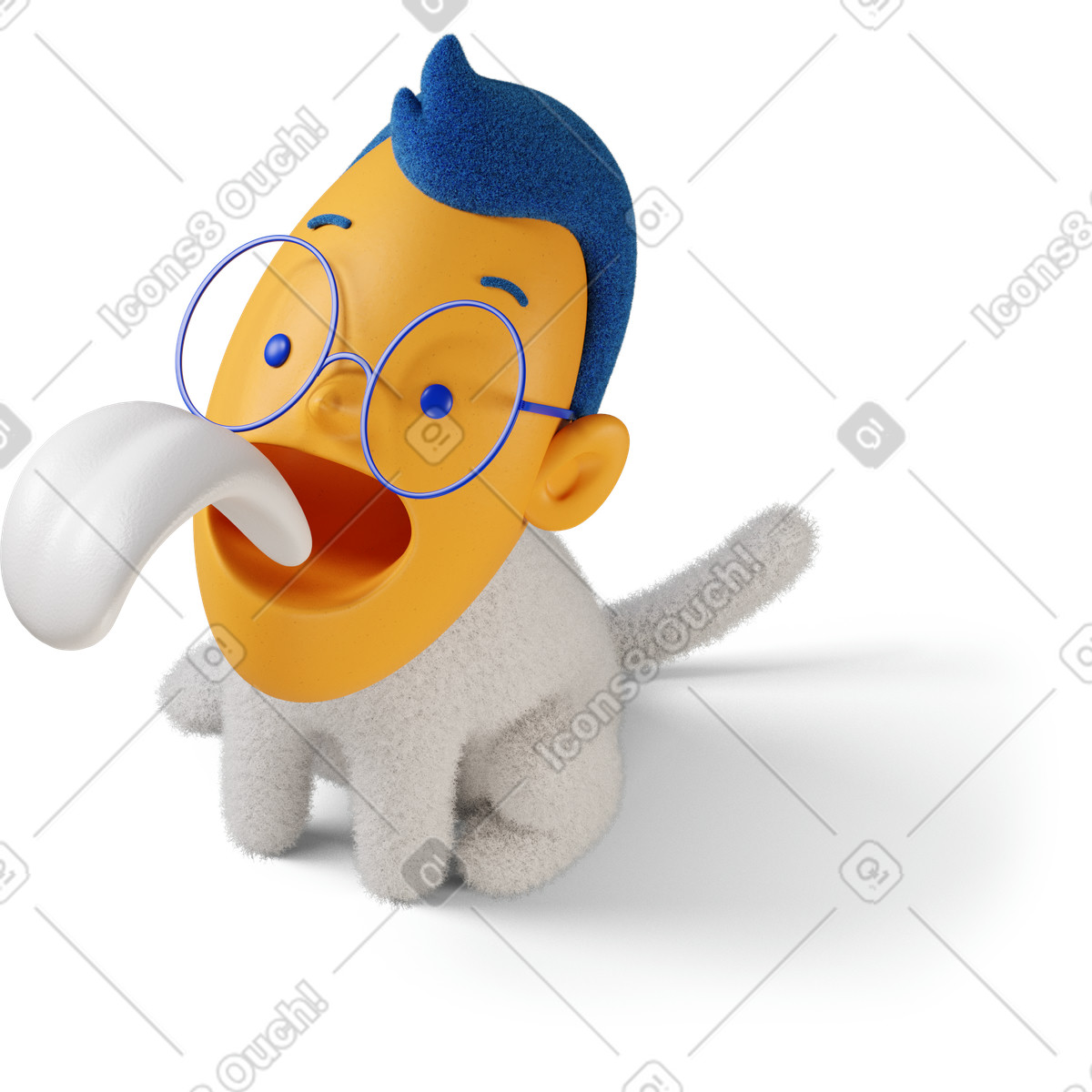 Ilustração de Vista superior três quartos um menino com a língua fora olhando para esquerda em no estilo 3D Buddy baixar em PNG, SVG