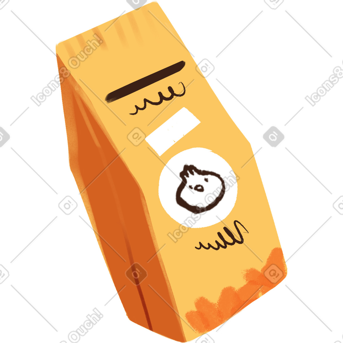 Papierpackung mit chips-Illustration im Ikigai-Stil als Download in PNG, SVG