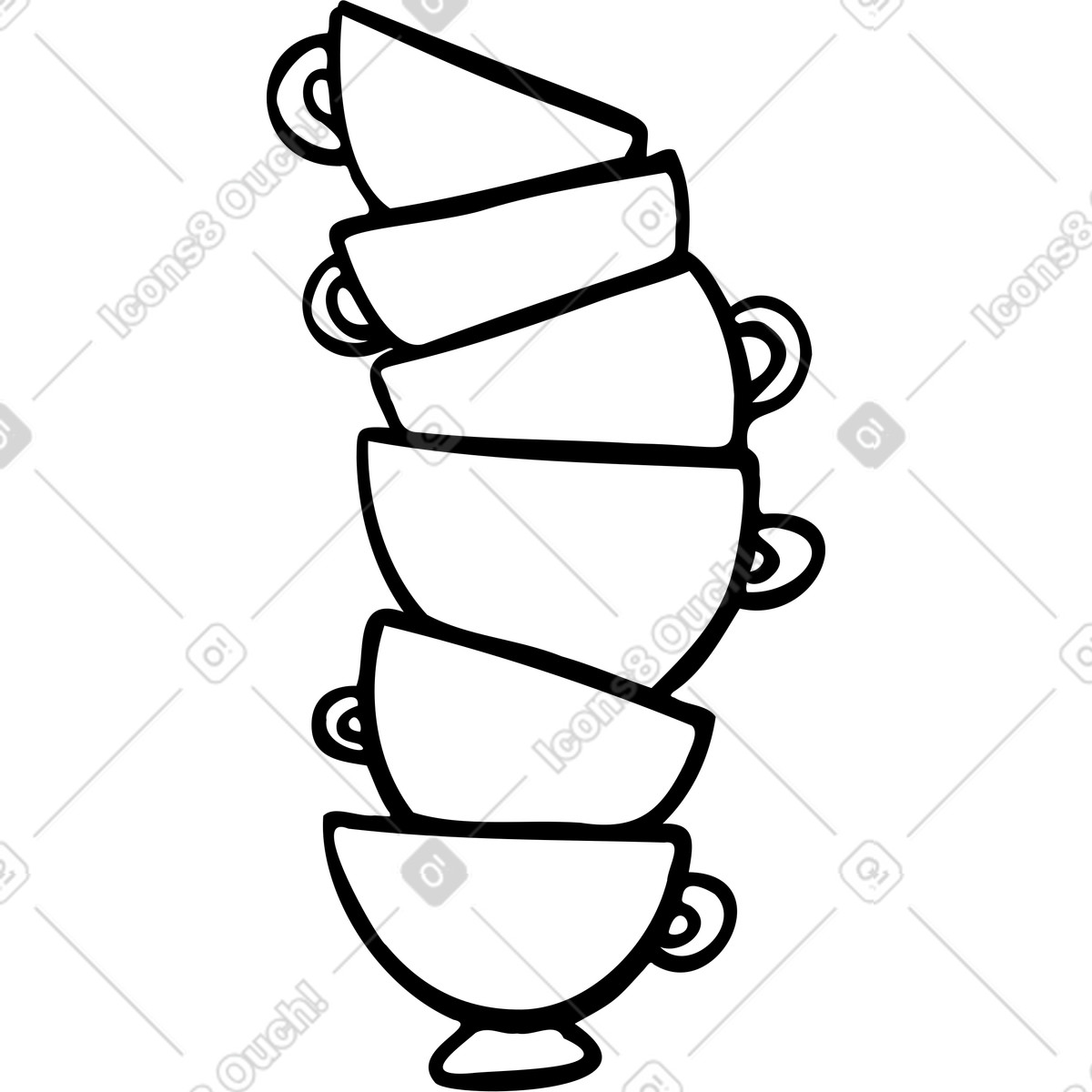 Stack of cups illustration in Comic style download in PNG, SVG