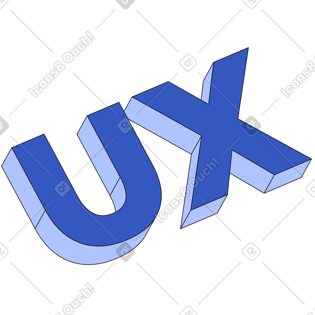 Lettering ux text illustration in Techny style download in PNG, SVG