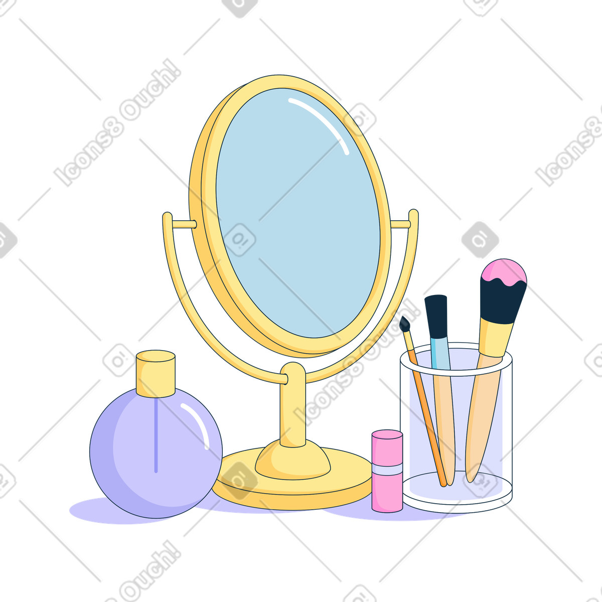 Spiegel, parfüm und kosmetik-Illustration im Bubble gum-Stil als Download in PNG, SVG