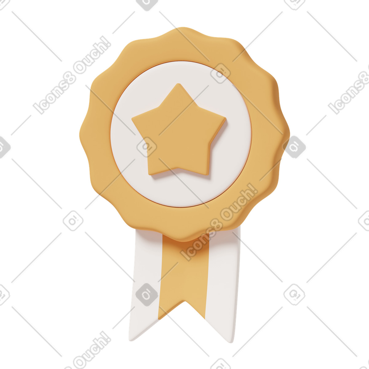 3D Casual life スタイルの Reward badge with star and ribbon のイラストをPNG、SVG形式でダウンロード
