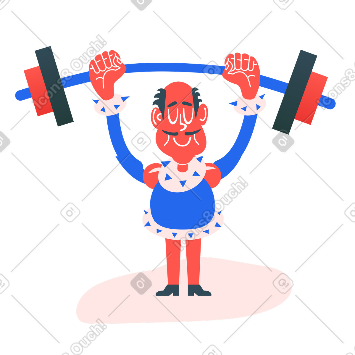 Schwerer athlet, der eine hantel hebt-Illustration im Kingdom-Stil als Download in PNG, SVG