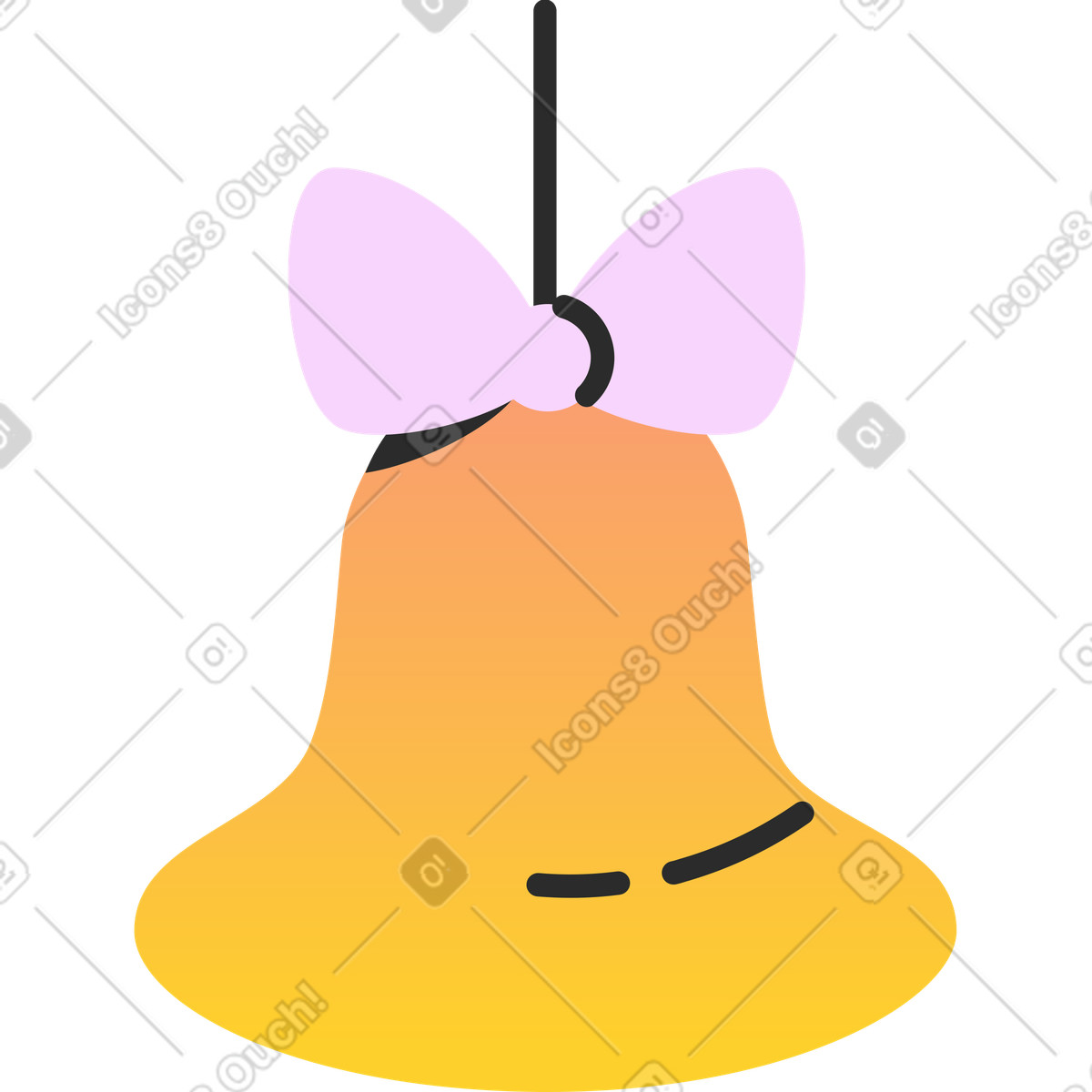 Yellow bell illustration in Marginalia style download in PNG, SVG