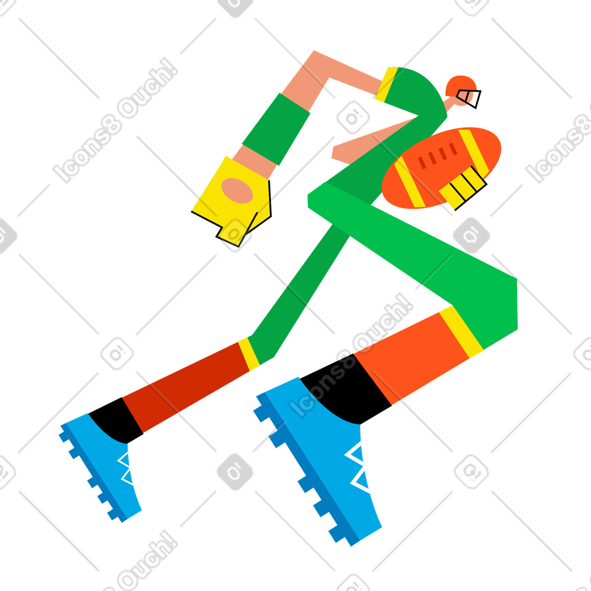Warp スタイルの アメリカンフットボール選手 のイラストをPNG、SVG形式でダウンロード