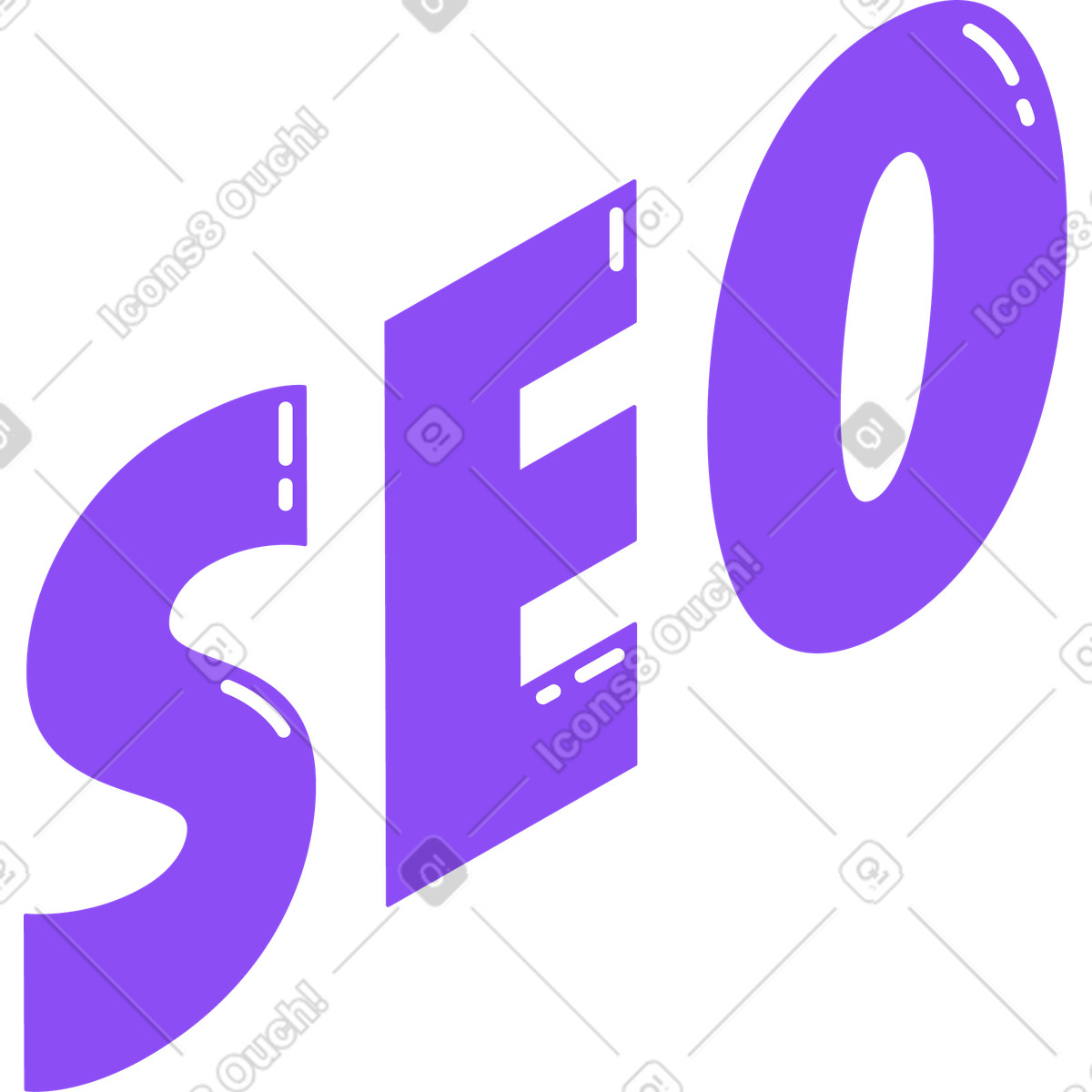 Ilustración Letras de texto seo en estilo Holographic a descargar en PNG y SVG