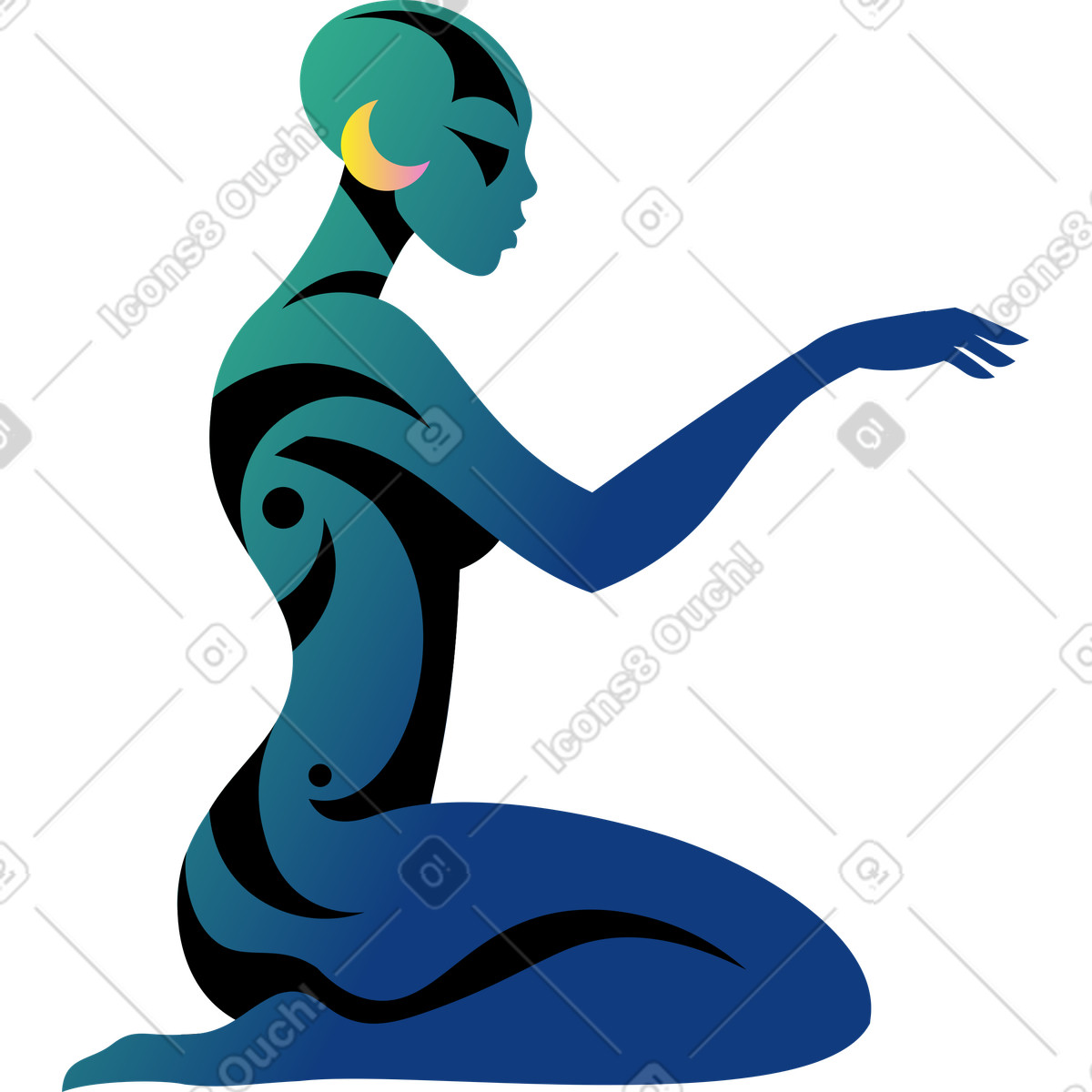 下载 Amani 风格的 坐在女人 插画，支持 PNG、SVG 格式