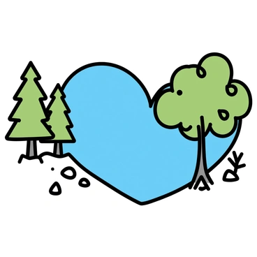 A beautiful heart-shaped lake surrounded by lush greenery