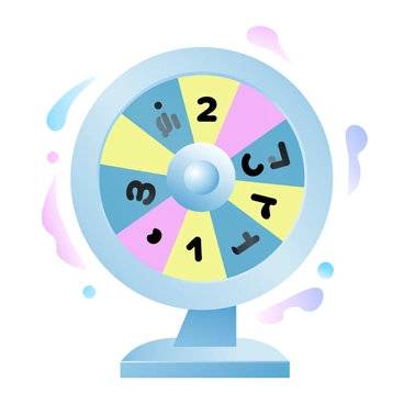 A colorful spinning wheel is displayed prominently in the center of the image. The wheel is divided into sections, each featuring a different point value in bold, clear lettering. The colors of the segments are bright and vivid, creating a vibrant contrast with each other. Surrounding the wheel is a gleaming metallic stand that holds it in place. The background is simple to keep the focus on the spinning wheel, emphasizing its playful and dynamic nature.
