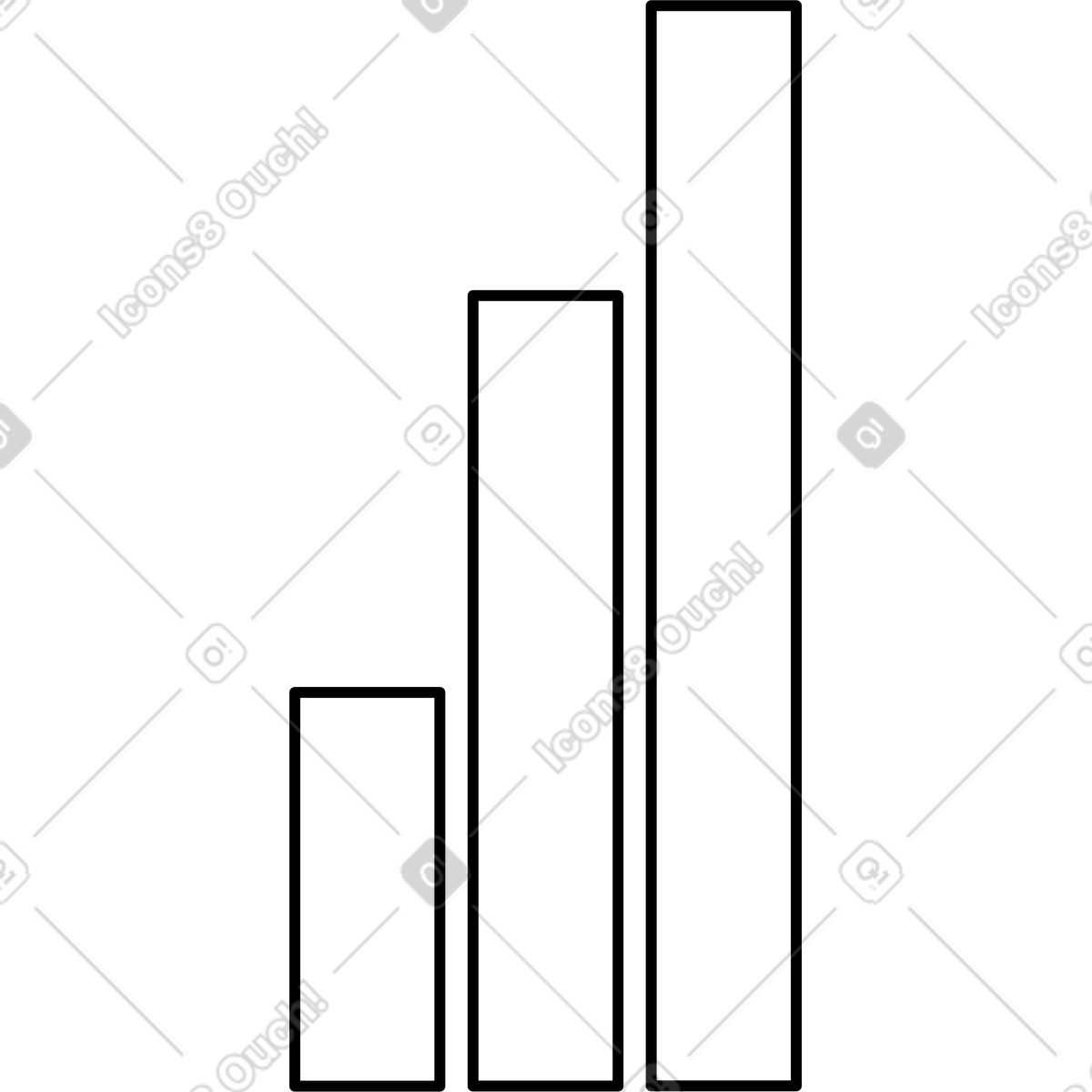 Notion Line Art 스타일의 Bar chart vertical columns showing increasing growth data over time 일러스트레이션 PNG, SVG 다운로드