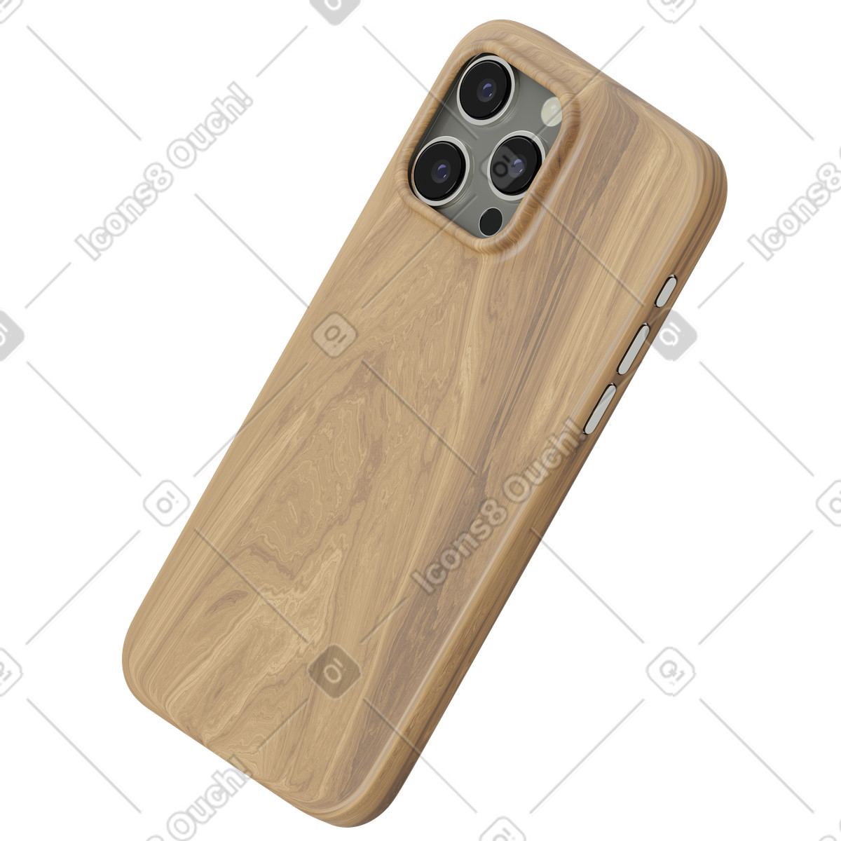 Smartphone in una custodia di legno illustrazione stile 3D Modern scarica PNG, SVG
