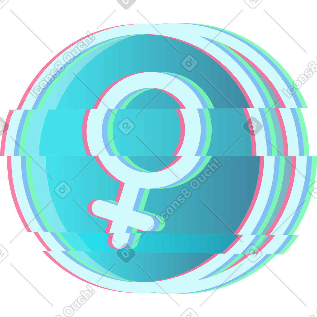 Ilustración Efecto de falla del símbolo femenino en estilo Neon a descargar en PNG y SVG