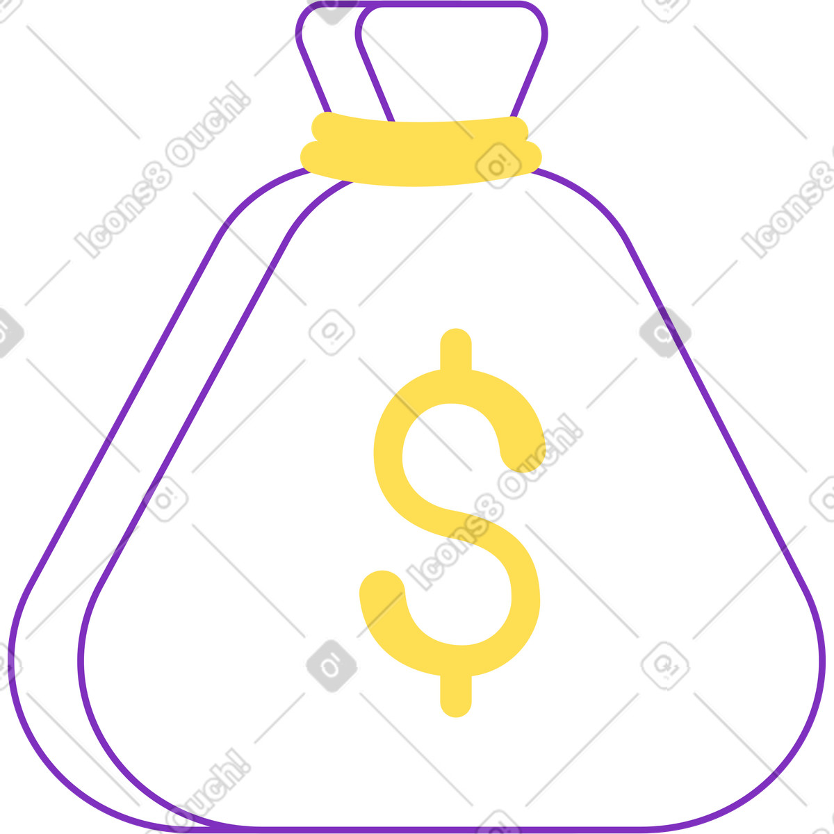Ilustración Money bag with dollar icon en estilo Elastic a descargar en PNG y SVG