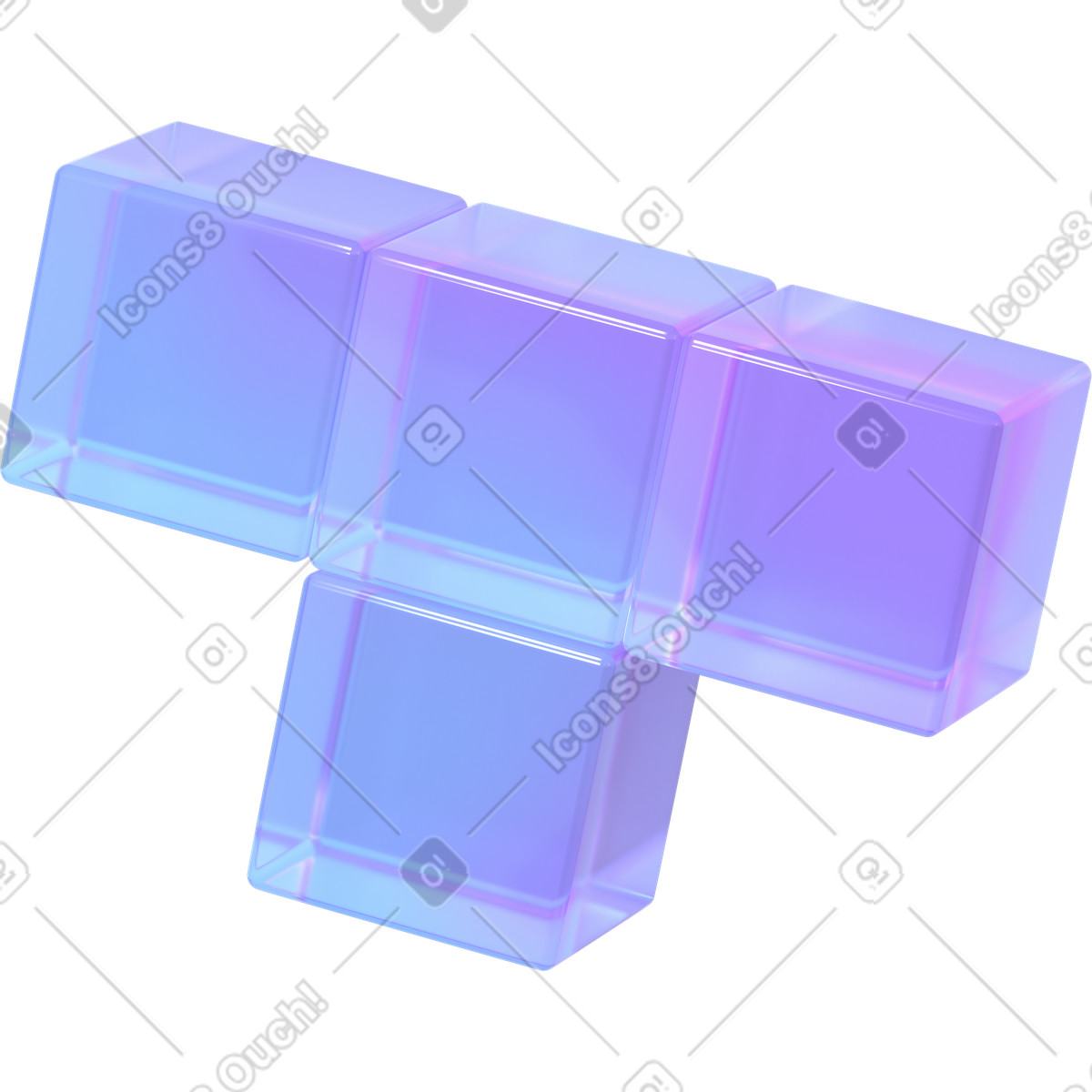 Tetris t animated illustration in 3D Glassy style download in GIF, Lottie (JSON), AE