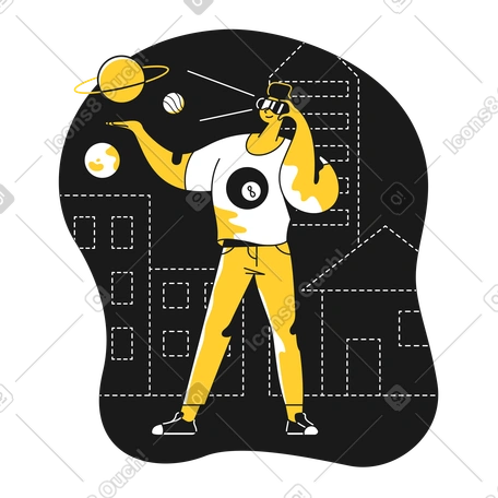 Man in vr headset exploring metaverse