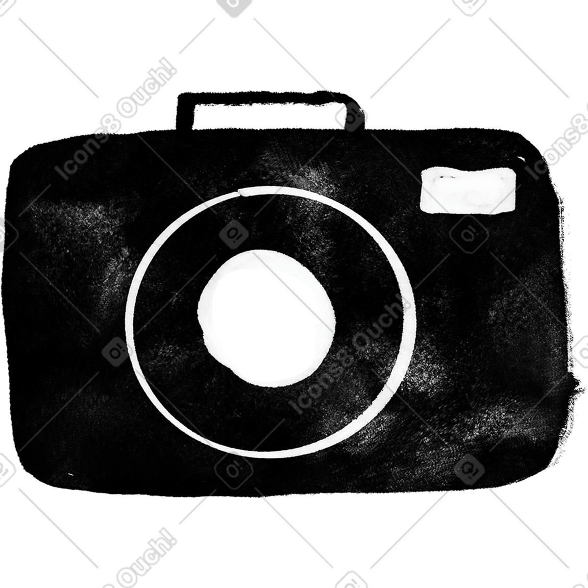 Black photo camera illustration in Inky style download in PNG, SVG