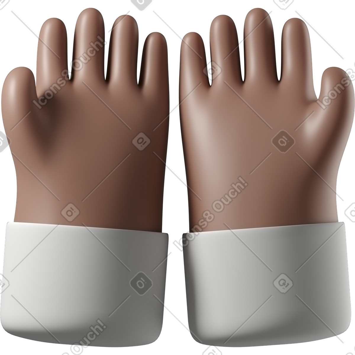 Mani a coppa di pelle marrone illustrazione in stile 3D Hands Fun&Wild scarica in PNG, SVG