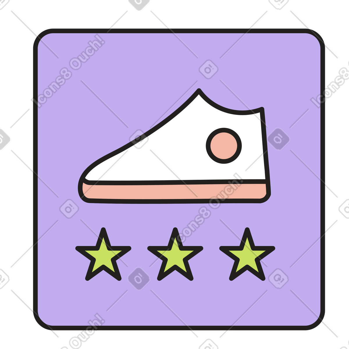 Weißer schuh und sterne animierte Illustration im Dazzle-Stil als Download in GIF, Lottie (JSON), AE