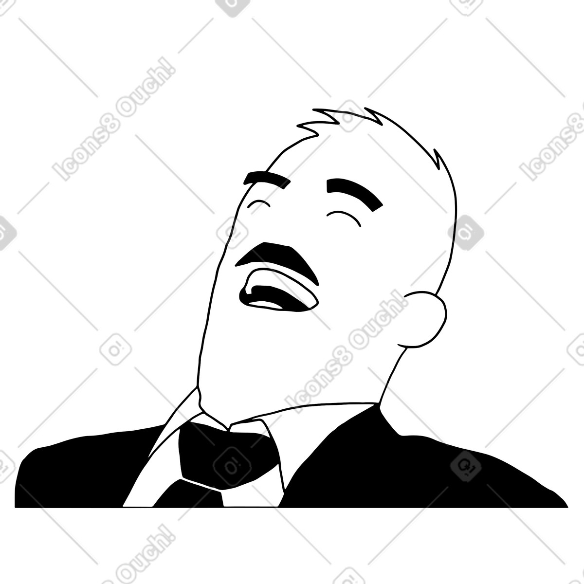 Ilustración Personaje de doodle riendo, echando la cabeza hacia atrás en estilo Dudes a descargar en PNG y SVG