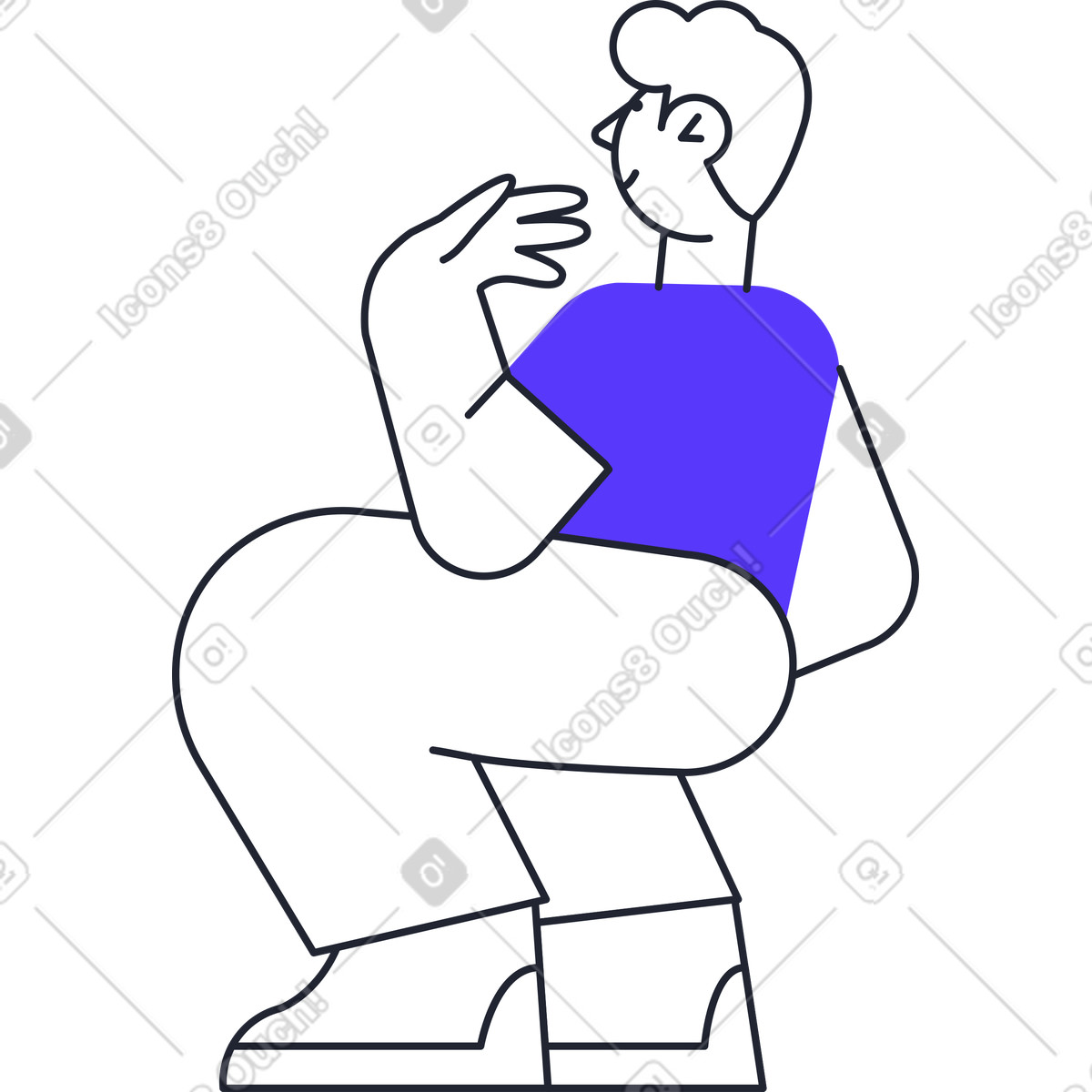 Man in blue t-shirt sitting back illustrazione stile Pablita scarica PNG, SVG