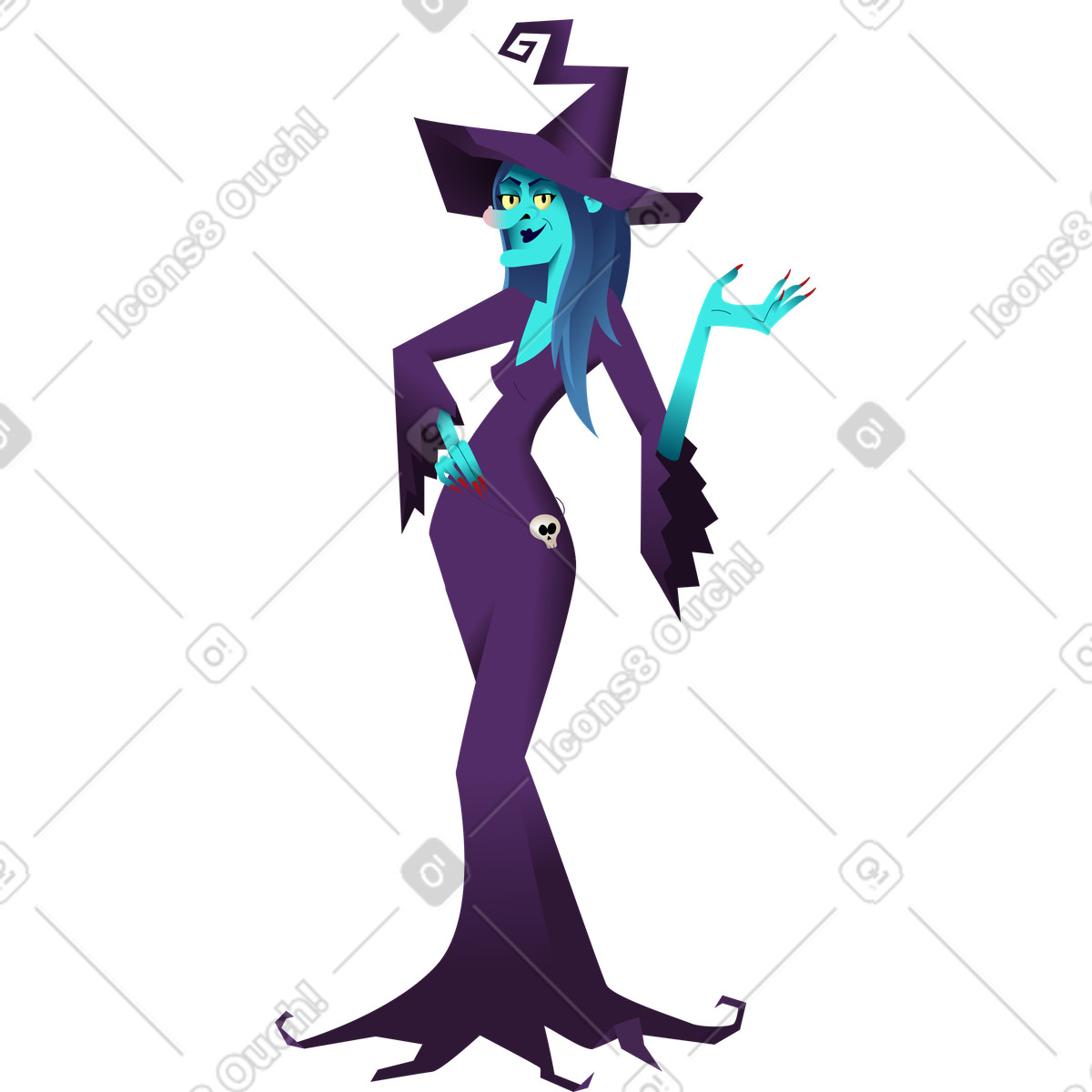 下载 Halloween Party 风格的 巫婆 插画，支持 PNG、SVG 格式