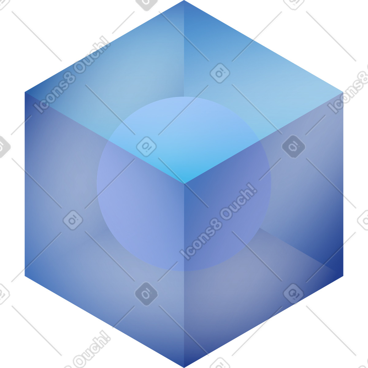 Illustration Cube avec une bille à l'intérieur dans le style Quantum télécharger aux formats PNG, SVG