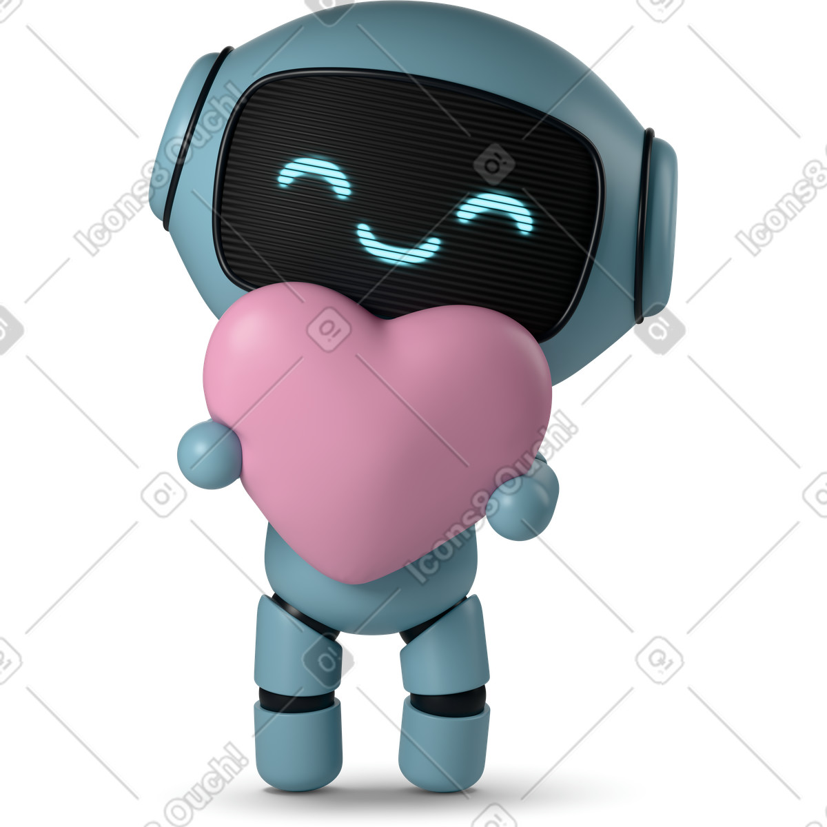 Cute robot with heart-Illustration im 3D Casual life-Stil als Download in PNG, SVG