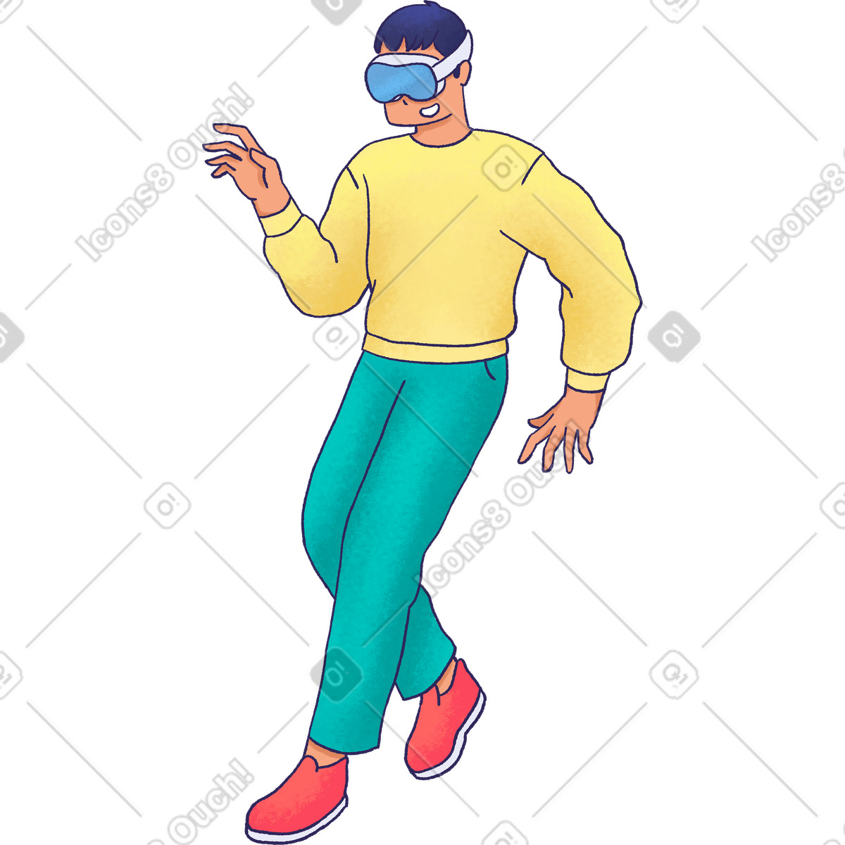 Man with vr glasses illustrazione in stile Hue scarica in PNG, SVG