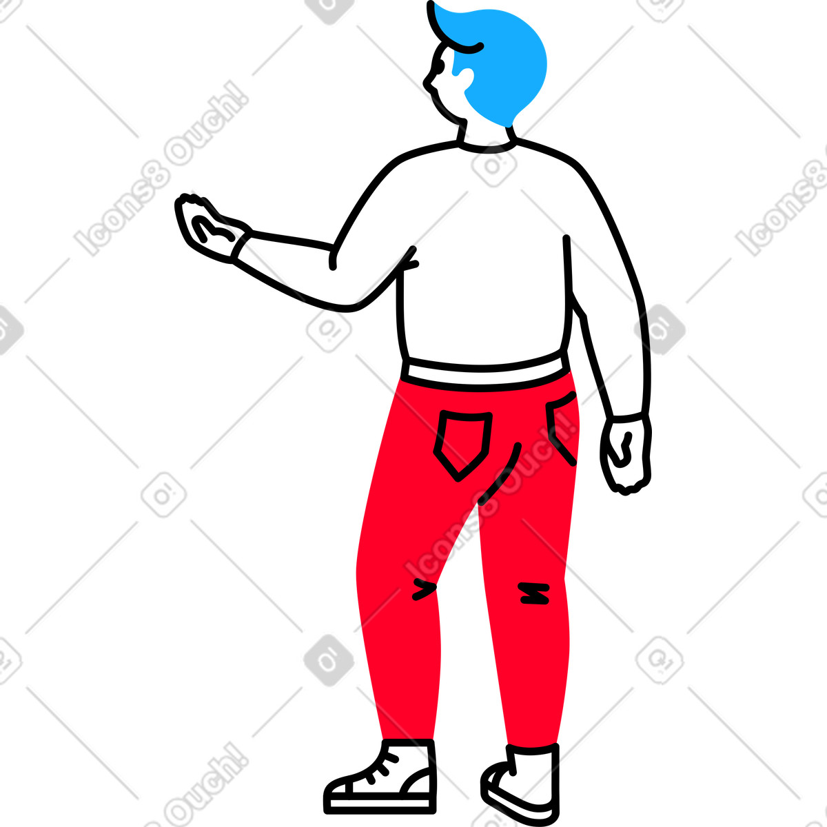 Man stands with his back turned and holds something illustration in Transistor style download in PNG, SVG