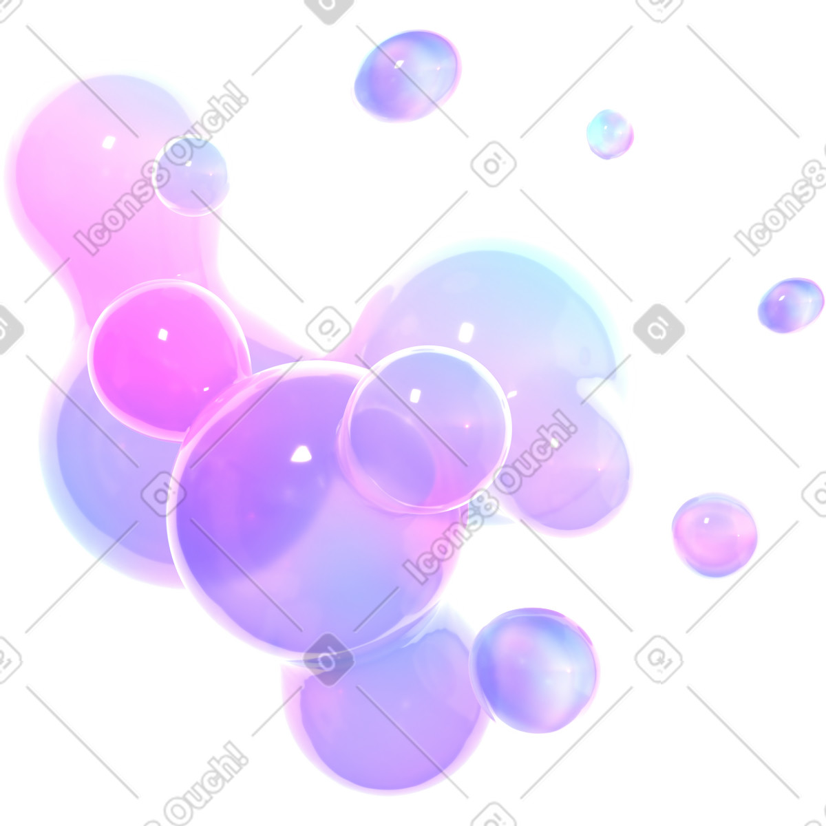Sfere luminescenti fluttuanti illustrazione in stile 3D Glassy scarica in PNG, SVG