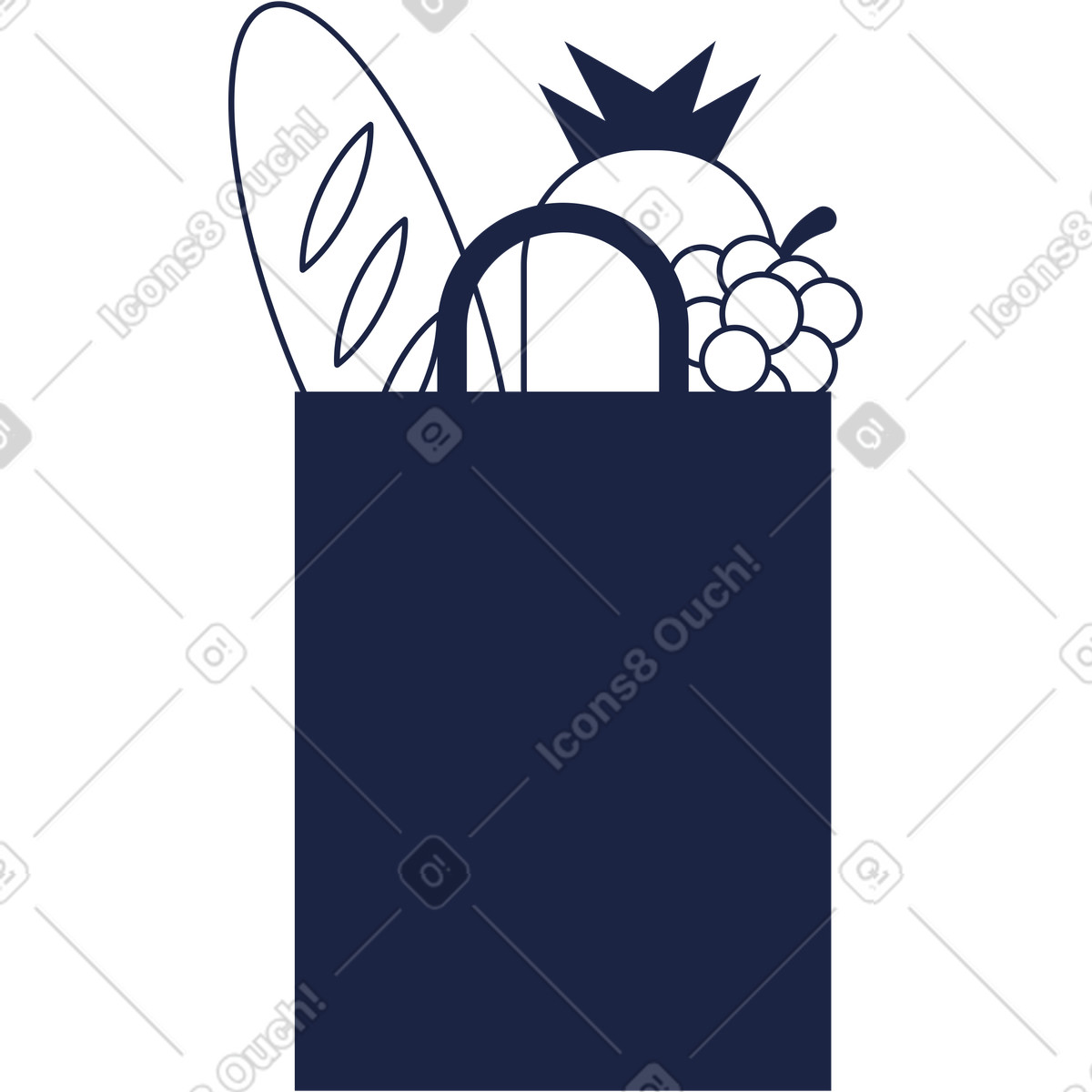 Paper bag with groceries illustration in Urban Line style download in PNG, SVG