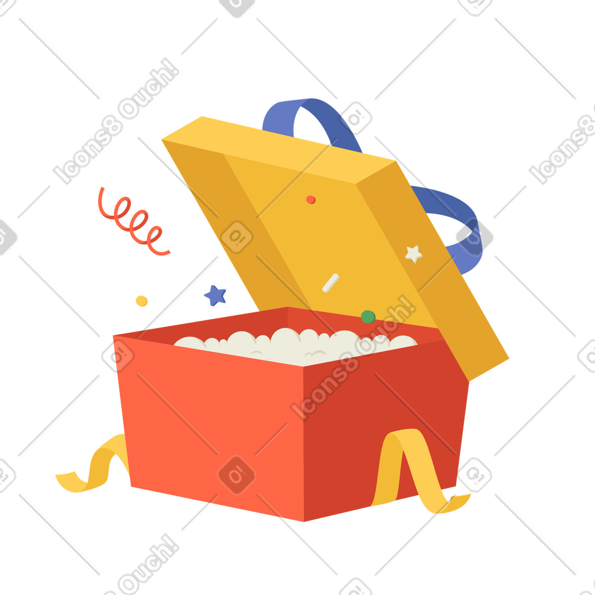 Ilustración Caja de regalo abierta con sorpresa en estilo Social a descargar en PNG y SVG