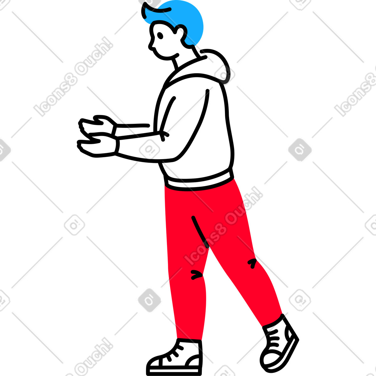 Man with outstretched hands illustration in Transistor style download in PNG, SVG