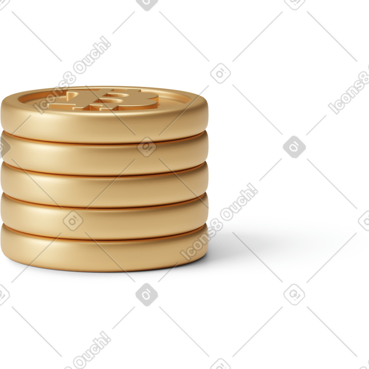 3D Business スタイルの 5つの金のビットコインの山 のイラストをPNG、SVG形式でダウンロード