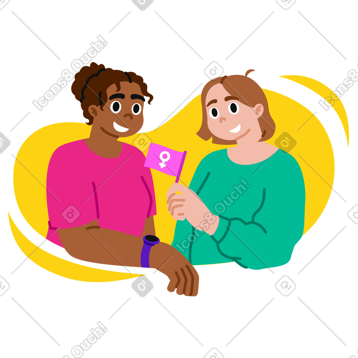 下载 Active 风格的 微笑的妇女庆祝妇女节 插画，支持 PNG、SVG 格式