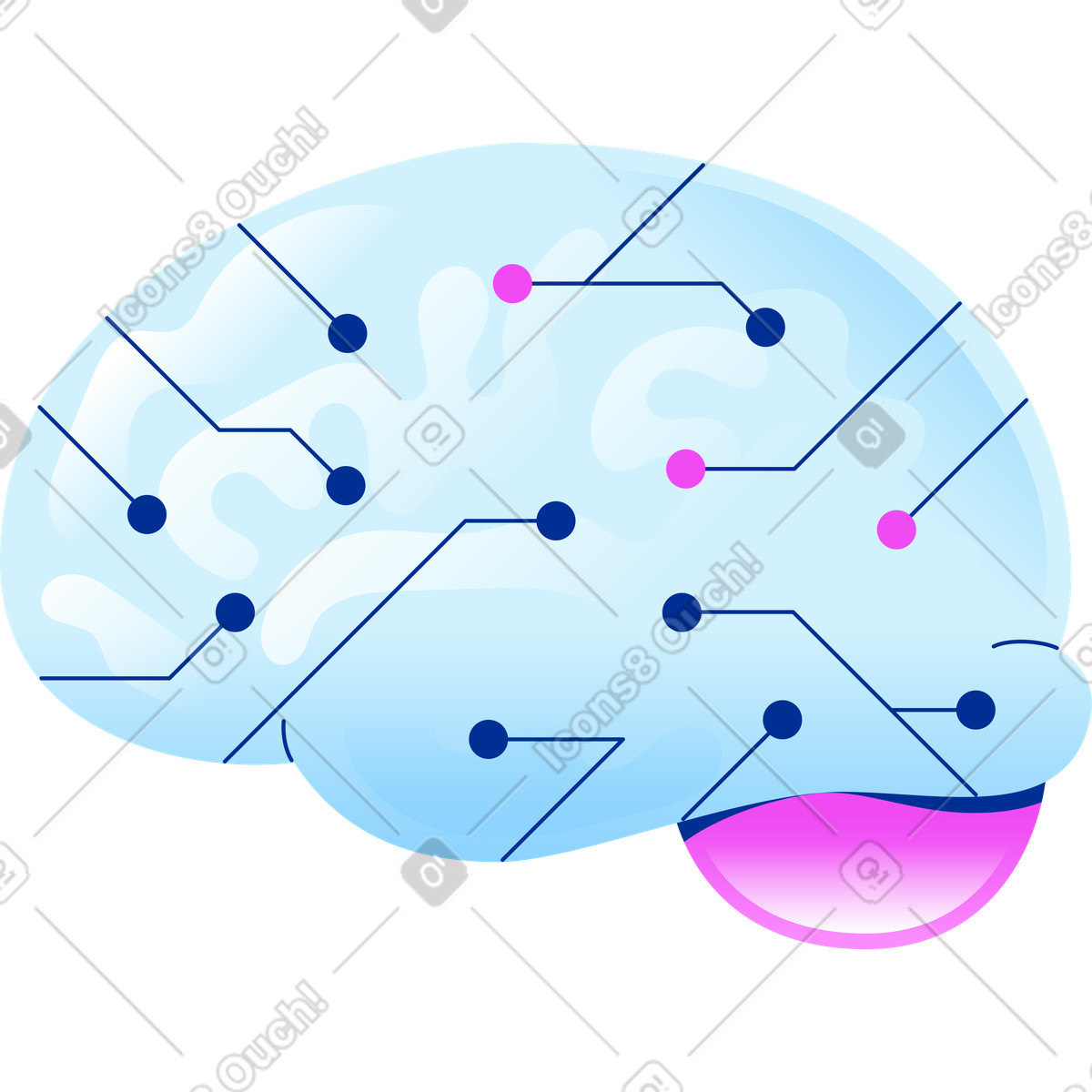 Illustration Cerveau cyber dans le style Glossy à télécharger aux formats PNG, SVG