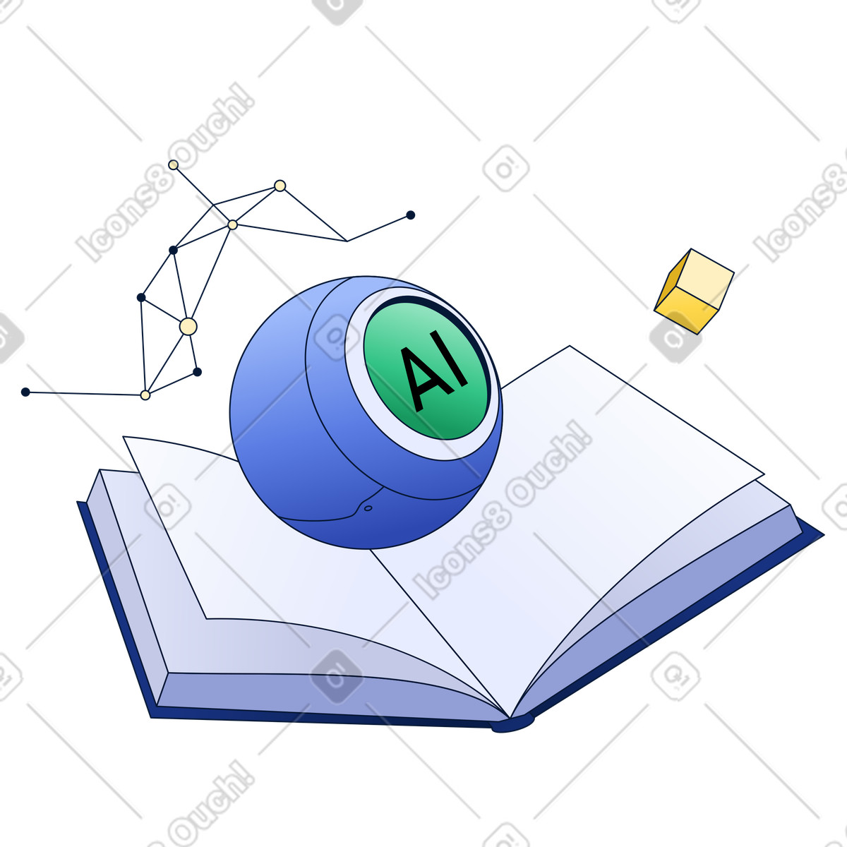Assistant artificial intelligence illustration in PNG, SVG