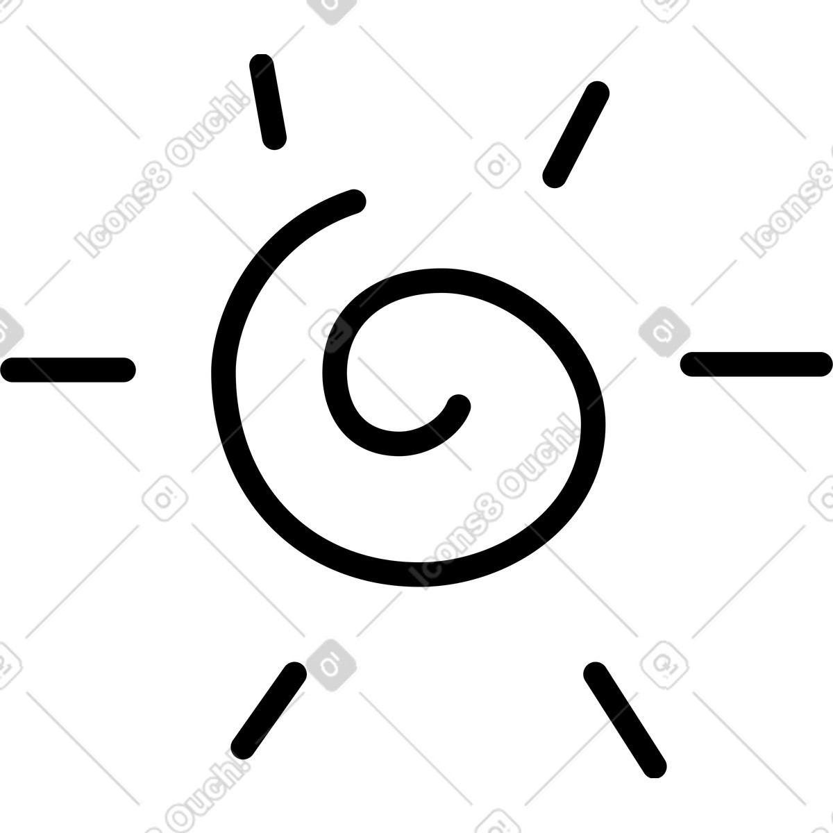 Ilustração de Sol em no estilo Twirl para baixar em PNG, SVG