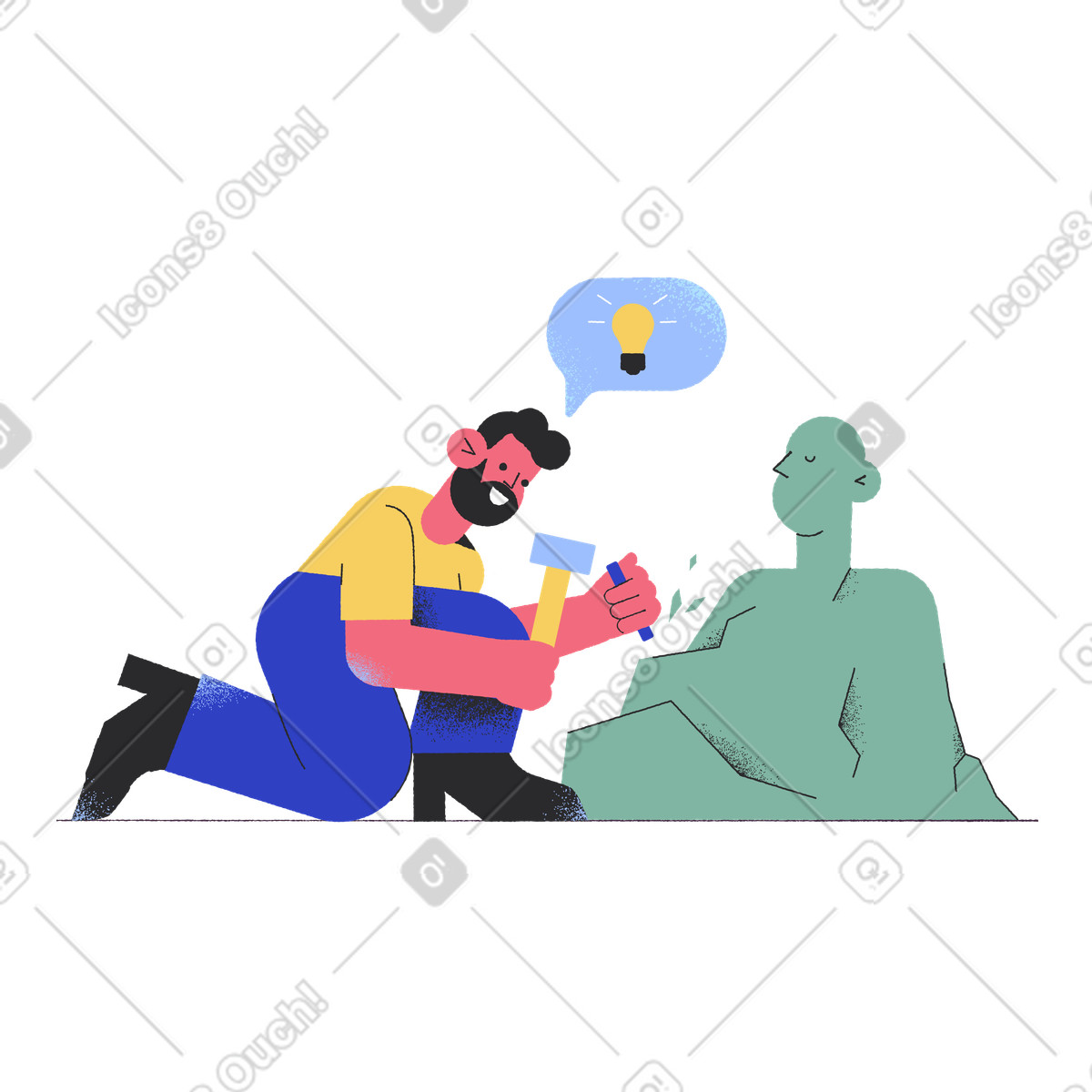Ilustração de Escultor criando uma escultura homem em no estilo Pablo para baixar em PNG, SVG