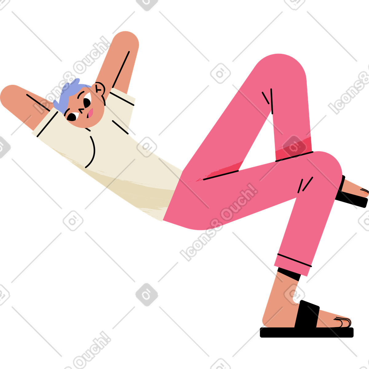 Ilustración Hombre acostado mirando hacia abajo en estilo Juicy a descargar en PNG y SVG