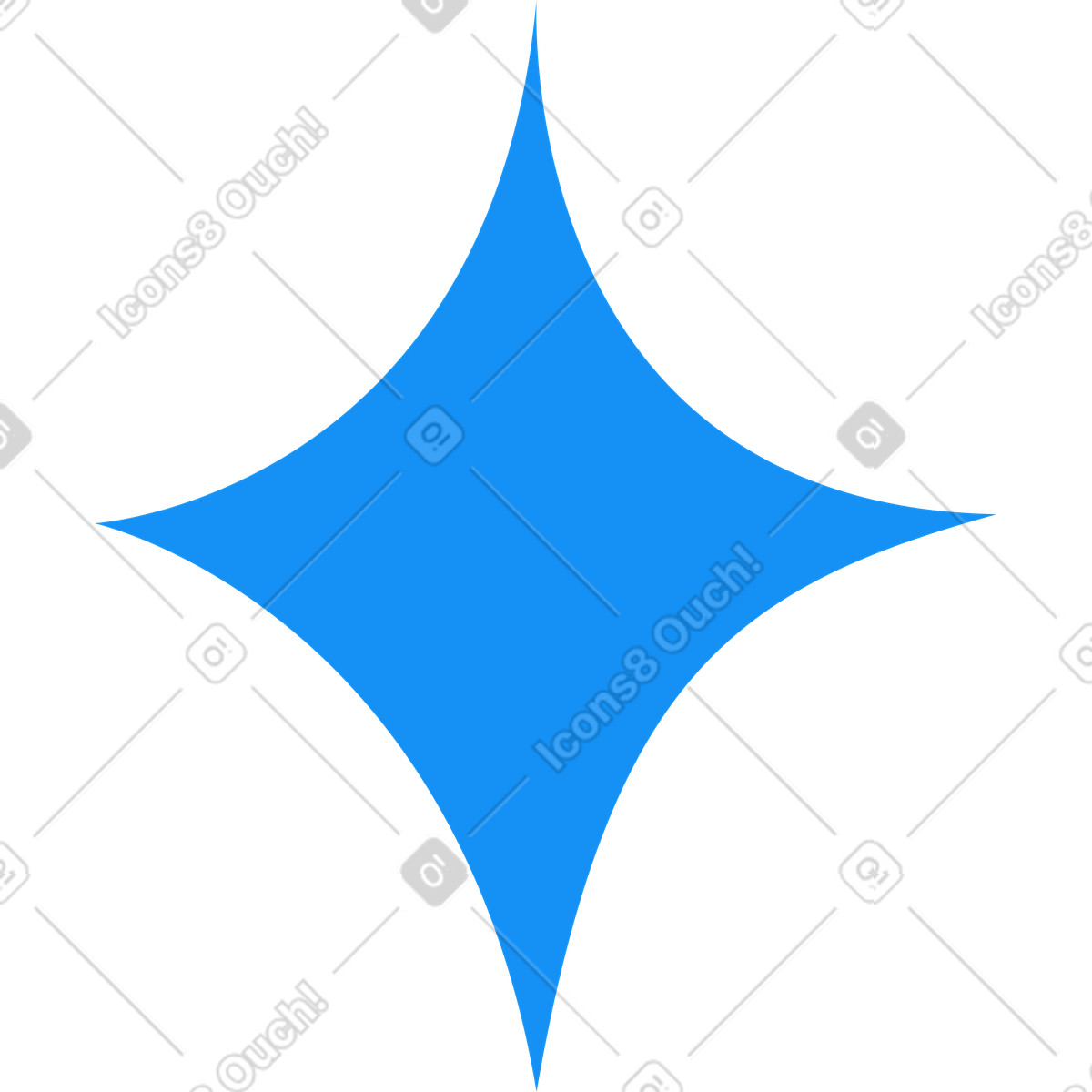 Blue four pointed star illustration in Droll style download in PNG, SVG