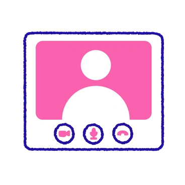 A video call interface with user icon - Whimsy style illustration