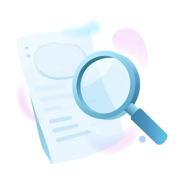A magnifying loupe is positioned above a printed illustration, focusing on a specific area filled with intricate patterns and fine details. The illustration features delicate line work and subtle color gradients that are enhanced by the loupe's lens. The background consists of soft gradient pastel colors that blend seamlessly, creating a gentle atmosphere around the scene. A small shadow is cast by the loupe on the illustration, adding depth to the composition.