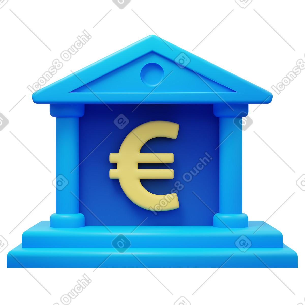Euro bank building illustrazione in stile 3D Fluency scarica in PNG, SVG