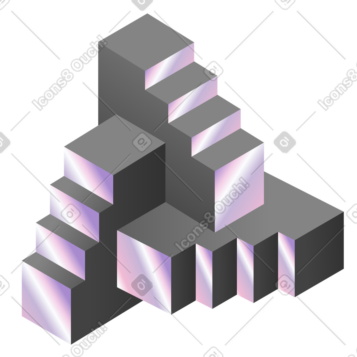 Impossible geometric staircase structure illustration in PNG, SVG