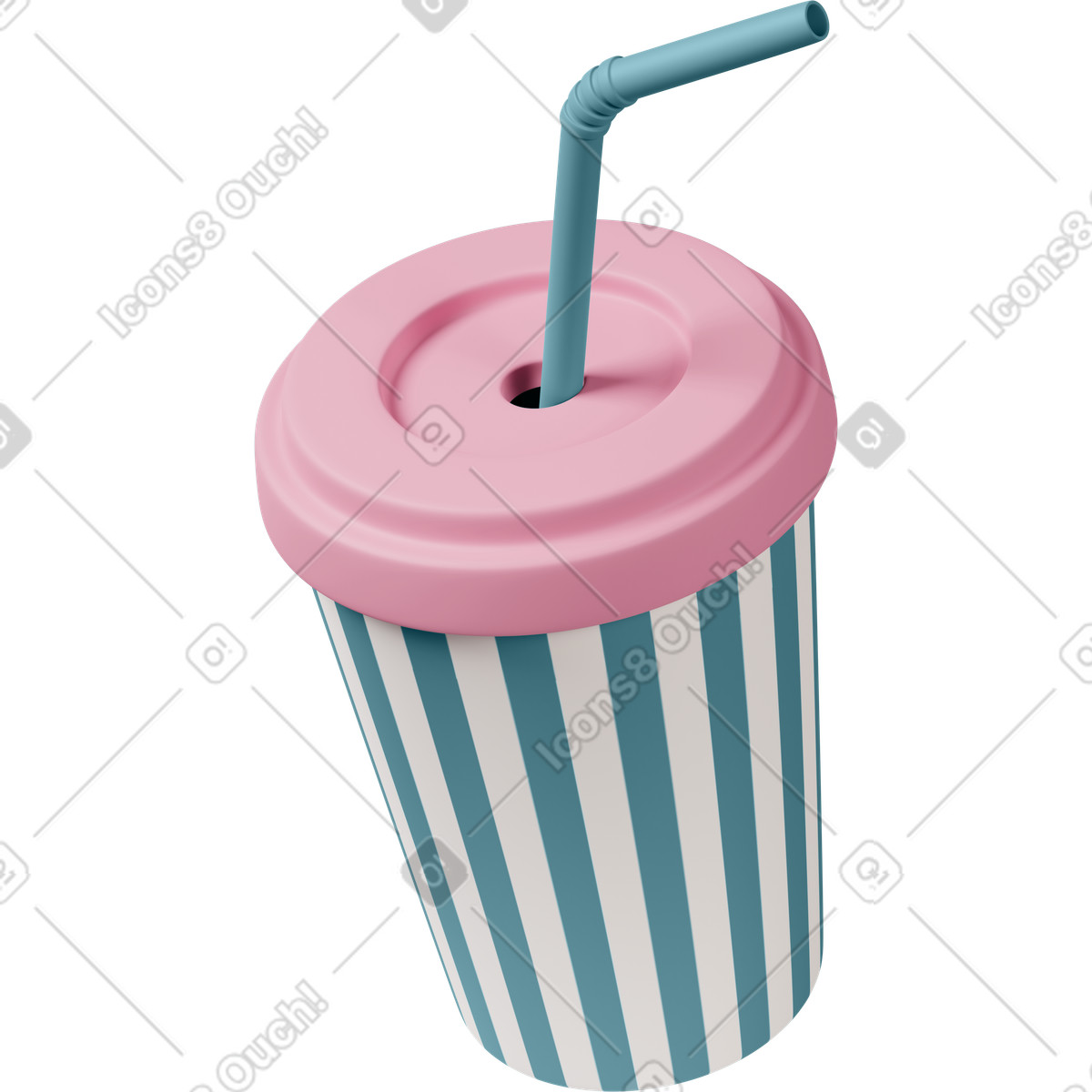 Ilustração de Soda cup with straw em no estilo 3D Casual life para baixar em PNG, SVG