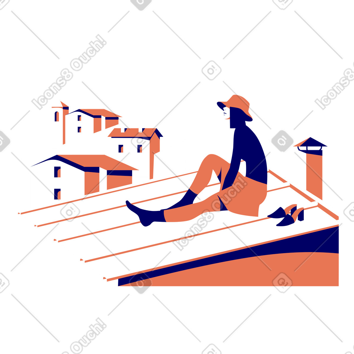 Woman sitting on the roof illustration in Lounge style download in PNG, SVG