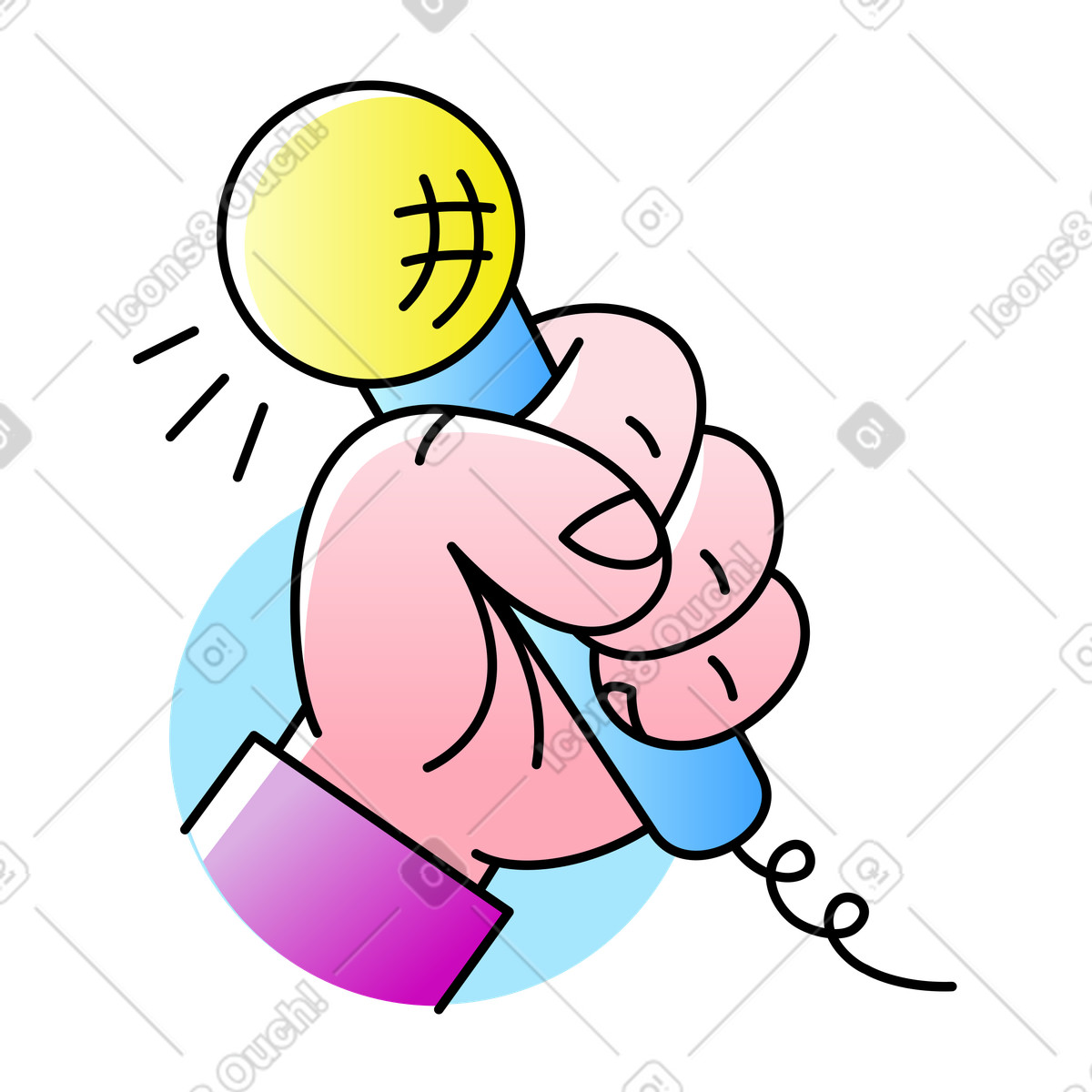 Ilustración Mano con micrófono en estilo Pocus a descargar en PNG y SVG