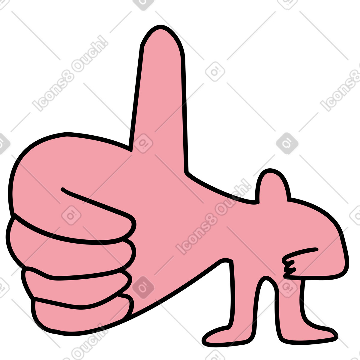 Wiggle スタイルの 大きな親指を立てて承認し、肯定的なフィードバックを与える のイラストをPNG、SVG形式でダウンロード