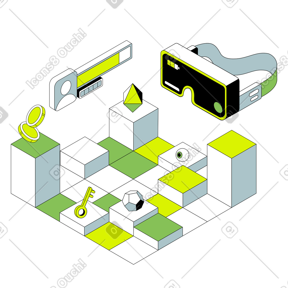 VR game headset illustration immersive gaming environment clipart high-quality graphics vectors